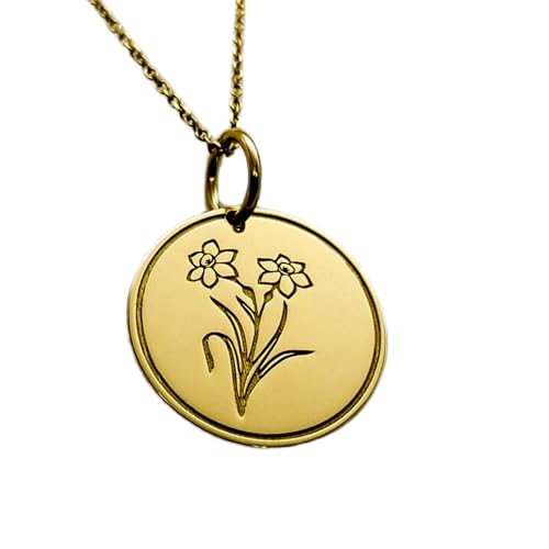 Collier jonquille en argent 925 doré LKBEADS, pendentif fleur de naissance de 25 mm