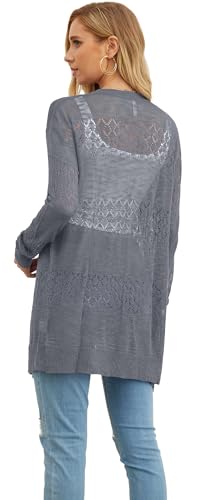 Image of GRECERELLE Lightweight Cardigan Sweaters for Women Crochet Knit Open Front Long Sleeve Loose Casual Boho Summer Beach Coverup