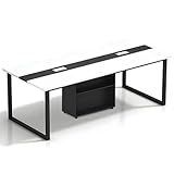 Tazyee Konferenztisch große– Moderner Besprechungstisch mit Kabelmanagement – Büroarbeitstisch für Seminarraum, Coworking, Besprechungsraum, großer Esstisch - Stuhl Nicht im Lieferumfang enthalten