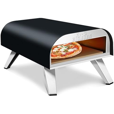 BIG HORN OUTDOORS 12" Pizza Oven Portable Gas Oven, Stone-Baked Pizzas Made Easy Use Anywhere, Backyard Camping Party Cooking with your Family or Friend Cover