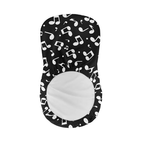 Image of Bar Stool Covers with Backs Dining Room Square Swivel Barstool Chair Seat Set of 2 Music Note Black Non-Slip Counter Height Chair Covers