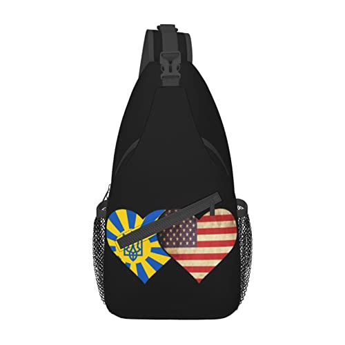 Mochila bandolera unisex de banderas Ucrania y EE.UU. miniatura 2