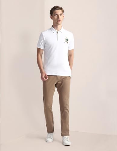 Image of Ribbed Collar Solid Polo Shirt