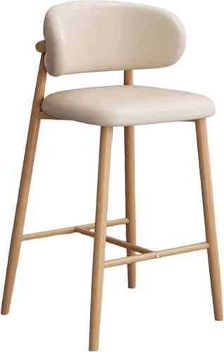 YZYSHA PU Leather Upholstered High Bar Stools Kitchen Breakfast with Backrest and Footrest Chairs for Island Pub(Off White,75cm/29.5in)