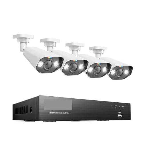 De Cámara IP PoE Seguridad PTZ 8 Canales Y 5 MP, Audio Bidireccional, Detección Facial IA, Kit NVR, Videovigilancia For Exteriores Hogar(None,5MP 4pcs Bullet Cams)