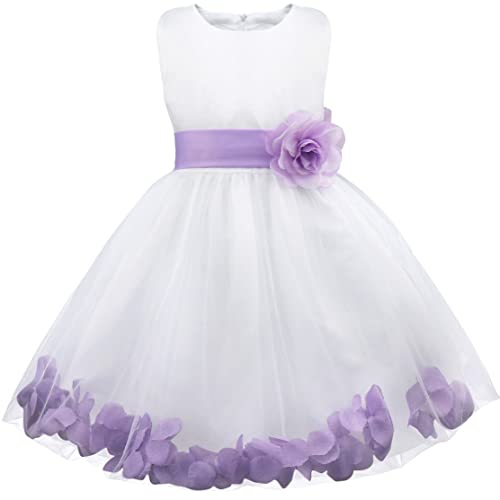 Girls Princess Wedding Bridesmaid Dress Formal Pageant Junior Prom Party Bowknot Petals Gown