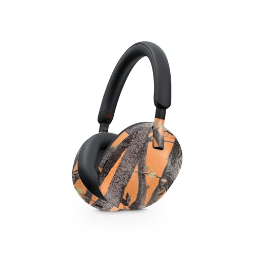 Image of MightySkins Glossy Glitter Skin Compatible with Sony WH-1000XM5 Headphones - Orange Camo | Protective, Durable High-Gloss Glitter Finish | Easy to Apply