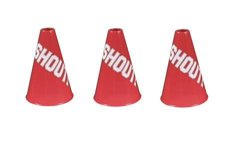 Amscan Sports Party Noisemakers Plastic Megaphones, Red, 5.6 x 5.6? (3-Pack)