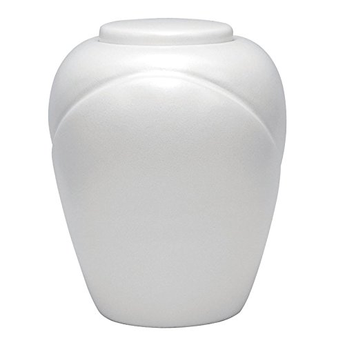 Recycled Material Biodegradable Cremation Urn - Large - Holds Up to 200 Cubic Inches of Ashes - White Biodegradable Cremation Urn
