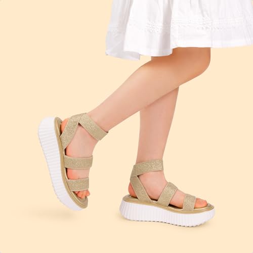 Image of DREAM PAIRS Girls Flatform Wedge Open Toe Platform Summer Sandals with Buckle Ankle Strap for Little Kid /Big Kid