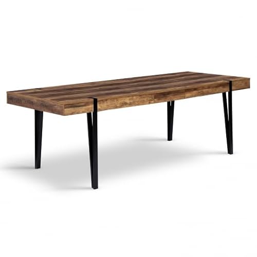 IDMarket – Mesa de comedor extensible rectangular Austria 10-12 personas, madera, pie de alfiler, color negro