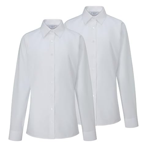 Trutex Basics Long Sleeve White School Blouses Cover