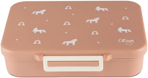 Citron Kids Lunch Box with Compartments 700ml with Saucer – Premium Strong & Safe Materials BPA & Melamine-Free – Leak-Proof Snack Box with Compartments, Bento Lunch Box for Kids
