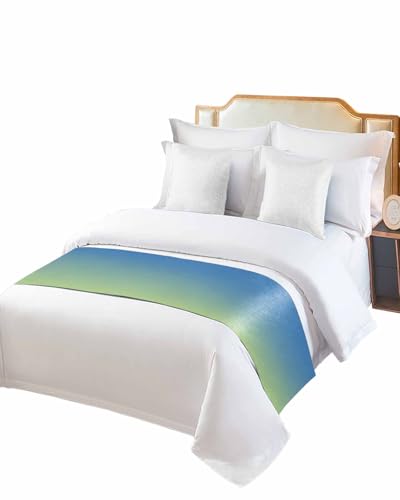 ZFUNCING Blue Yellow Minimalist Gradient Bed Runners for Bedroom Hotel,Decorative