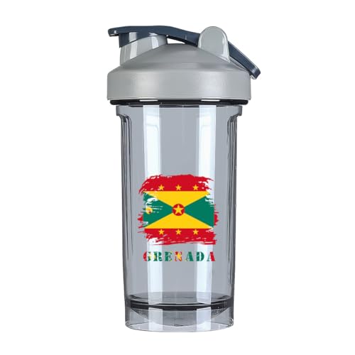 Vintage Grenada's Flag 18 Ounce Shaker Cup,Fashion Theme Pattern Shaker Bottle Leak-proof Workout Shake Bottles 500ML/18 oz Perfect for Pre Workout