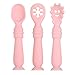 Vicloon Cucharas de Silicona para Bebés,3pcs Cubiertos para Bebés con Ventosa,Cuchara de Alimentación Automática para Bebés,Juego de Cucharas para el Aprendizaje del Bebé
