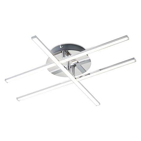 B.K.Licht Modern LED Ceiling Light, Adjustable LED Bars, Ceiling Fixture for Living Rooms, bedrooms and Dining Rooms, Warm White 3000K, 1150lm, 12.5W, Chrome, IP20 Cover