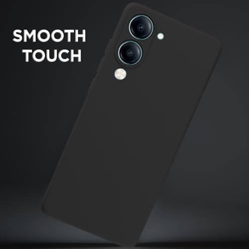 Image of Outlouders Back Cover for Vivo Y19e / Y04 4G / Y29s 5G | Camera Protection | Durable Soft Matte Silicone Bumper Case (Black)