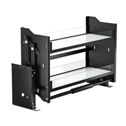 XLTFUC Pull-Down Cabinet Organizer - 2 Tier Kitchen Cabinet Pull-Down Shelves Space Saving Shelves for Kitchen Appliance Lift Upper Cabinets(66x28x54cm)