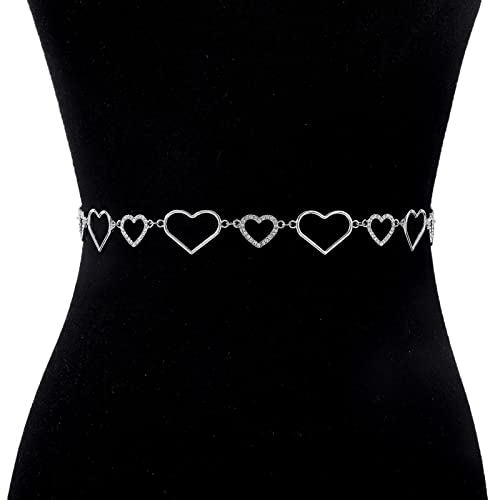 Fashion Women Waist Chain Belt Metal Chain Waistband Heart Decorative Jewelry Body Link for Outfit, Beach, Girls, Jeans, Accessories,3