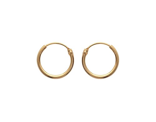 Boucles d'Oreilles Créoles en Plaqué Or - Fil Rond - Diamètre 14mm