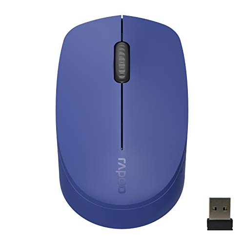 Rapoo Bluetooth 2.4G Wireless Mouse, 2 Bluetooth Channels with 1 USB Receiver Noiseless Mouse, Connect up to 3 Devices, Portable Computer Mice for PC, Tablet, Laptop-Blue