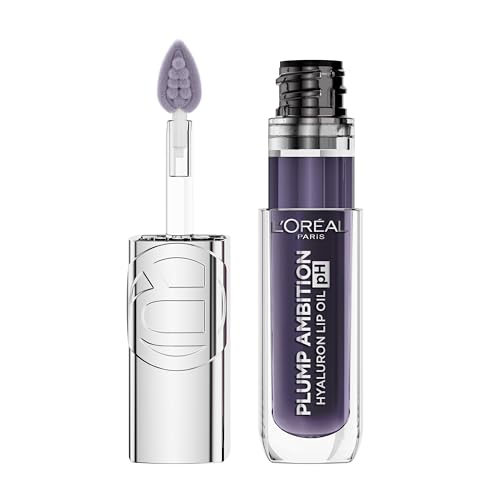 L'Oreal Paris, Aceite Labial Voluminizador Plump Ambition, Labios Suaves y Brillantes, Efecto Relleno y Color Personalizado, Hidratación 24H con Ácido Hialurónico, Tono 116 BERRY NOIR, 5ml