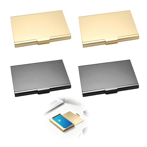 4 Pièces Porte-Cartes de Visite, Porte-Cartes en Aluminium Fin, Léger et Portable, Idéal pour Ranger Diverses Cartes de Visite, Unisexe, Disponible en Deux...