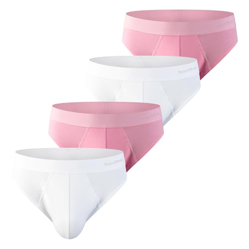 Men's Cotton Breathable Briefs 4-Pack, Moisture Wicking Soft No Fly Underwear with Supportive