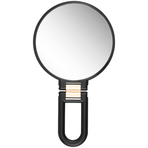 ZLHETWT Hand Mirror, Magnifying Mirror, Makeup Mirror, Double Sided Hand Mirror Magnification Portable Makeup Mirror Multifunctional Handheld Mirror for Women (Black)