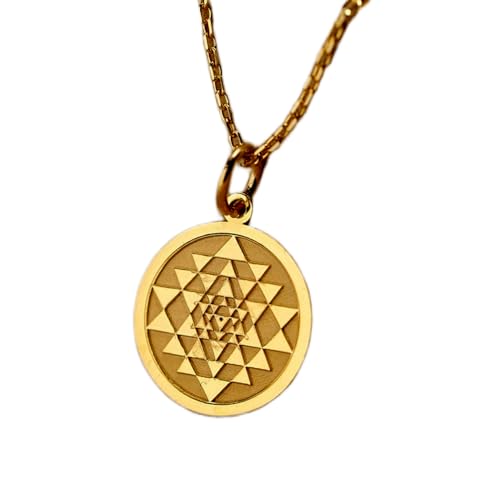 Collier en argent sterling 925, chaîne de 24 mm (18 pouces) | Collier Sri Yantra | Pendentif chakra, yoga, méditation, breloque, cadeau d'anniversaire |...