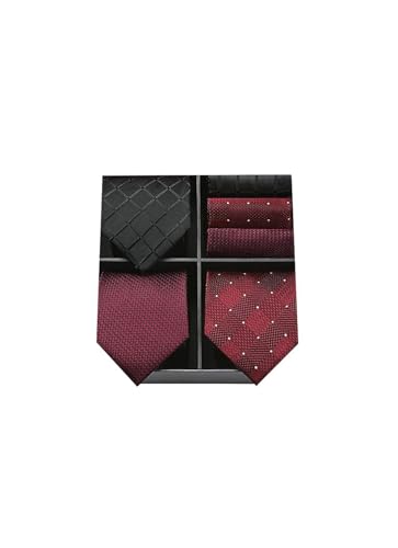 HISDERN Lot 3 pièces classique élégant ensemble de cravate en soie pour hommes cravate et...