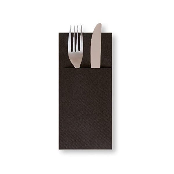 Servilleta Canguro 40x40 Negra, Fabricada en Tissue 2 Capas, Acabado microgofrado, específica para Introducir los Cubiertos. Paquetes de 30 servilletas.Caja de 20 Paquetes de 30 servilletas.
