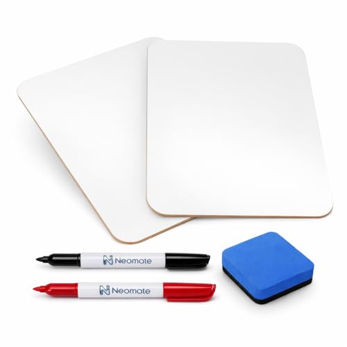 Image of Melamine Dry Erase Lap Boards | 9x12 Inch, Pack of 2 | Includes 2 Boards, 2 Markers, 1 Eraser | Portable Double-Sided Whiteboard for Kids, Students & Teachers