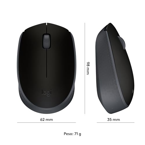 Mouse sem fio Logitech M170 com Design Ambidestro Compacto, Conexão USB e Pilha Inclusa - Preto glide