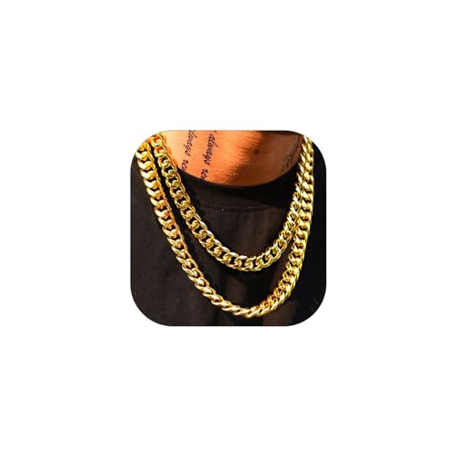 ChainsHouse Miami Cuban Chain Necklace for Men Women, 3mm/6mm/9mm/12mm Width, 316L Stainless Steel/14K Gold/Black Plated, Hypoallergenic Mens Hip Hop Chain, 14"/18"/20"/22"/24"/26"/28"/30" 1
