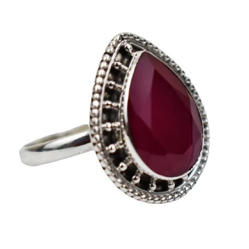 AAR Jewels Gemstone Ring for Women Pear Ruby Silver/Gold/RoseGold Plated Ring