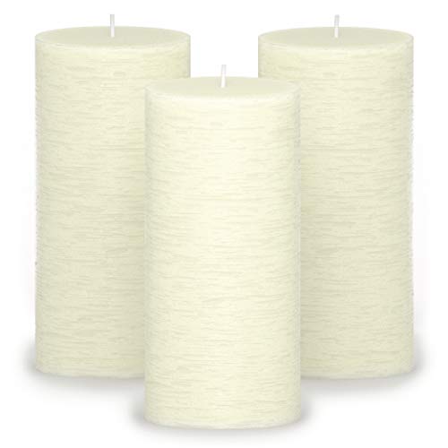 CANDWAX 3x6 Pillar Candles Set of 3 - Decorative Rustic Candles Unscented and No Drip Candles - Ideal as Christmas Candles or Large Candles for Home Interior - Ivory Candles