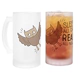 CafePress Sleep All Day READ All Night 16 oz Frosted Glass Beer Mug