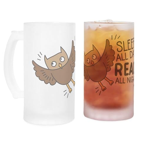 CafePress Sleep All Day READ All Night 16 oz Frosted Glass Beer Mug