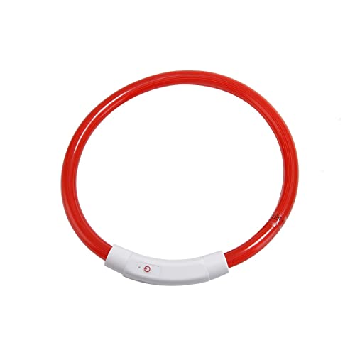 SUNCN LEDライトペットカラーUSB充電式発光安全カラー充電式ペット犬用首輪用品,赤,70cm