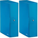 LEITZ Wow Cartella Progetti in Cartoncino Plastificato, Blu (Metallizzato), Dorso 10 cm (Confezione da 2)