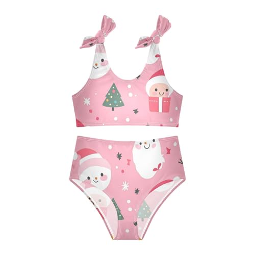 KLL Cute Cartoon Character and Christmas Elements Pink Girls Two Pieces Bikini Set Beach Bathing Suit Swimming Suits3