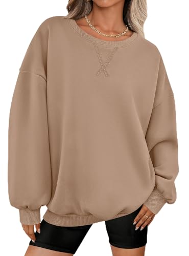 PRETTYGARDEN Oversized Sweatshirt for Women Fall Outfits 2025 Crewneck Long Sleeve Tops Fleece Pullover Winter Clothing