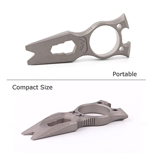 Hamans Titanium Edc Multi Tool With Wrench Bottle Opener Pry Bar Function Mini Portable Keychain (Grey) #TOP5