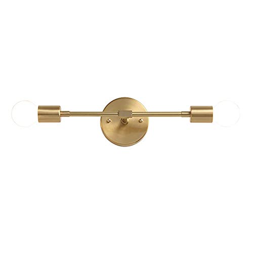 Modo Lighting Mid Century Modern Wall Lamp Mounted Sconce 2-Light Minimalist Raw Brass Fixture for Bedroom Vanity Light