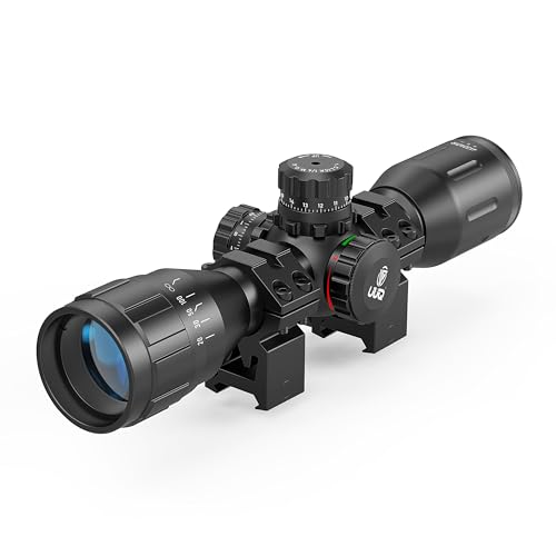 UUQ 4X32AO Compact Rifle Scope with Red/Green Illumination,Front Parallax Adjustment, Mil-dot Reticle,Waterproof and Fog-Proof,Fits 20mm Free Mounts