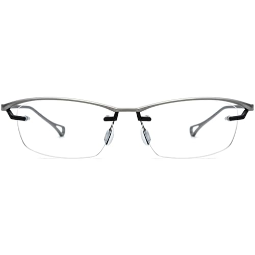 Image of FONEX Pure Titanium Glasses Frame Men Semi Rimless Square Eyeglasses Eyewear DTX416