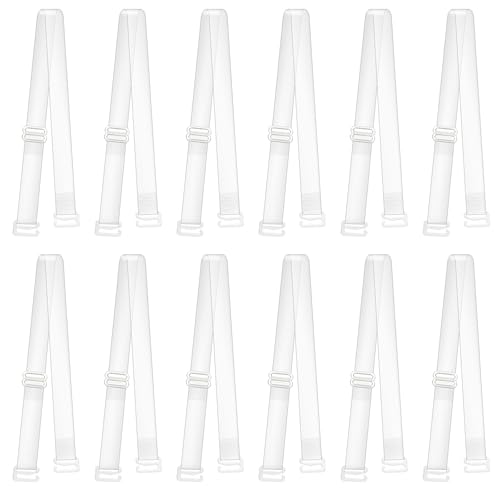 Nogeqi 6 Pairs Invisible Clear Bra Straps Women Adjustable Clear Straps for Bra Non-Slip Transparent Shoulder Strap for Strapless Bras Ballet Dance to Make Racerback