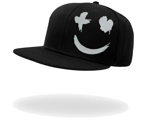 Image of Tai & Zai Black Snapback Hat with Printed, Adjustable Flat Brim Cap, Six Hole Breathable Design